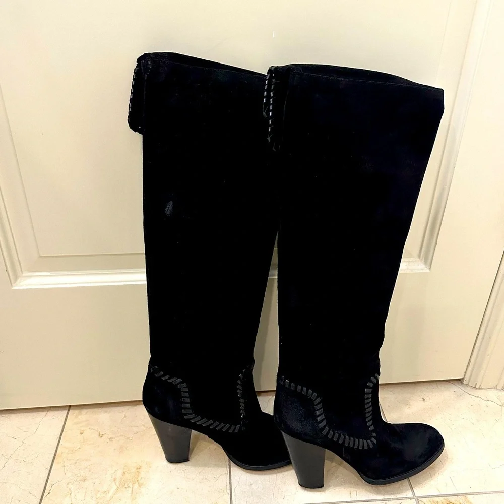Michael Kors suede knee high boots western whipstitch - Picture 3 of 8